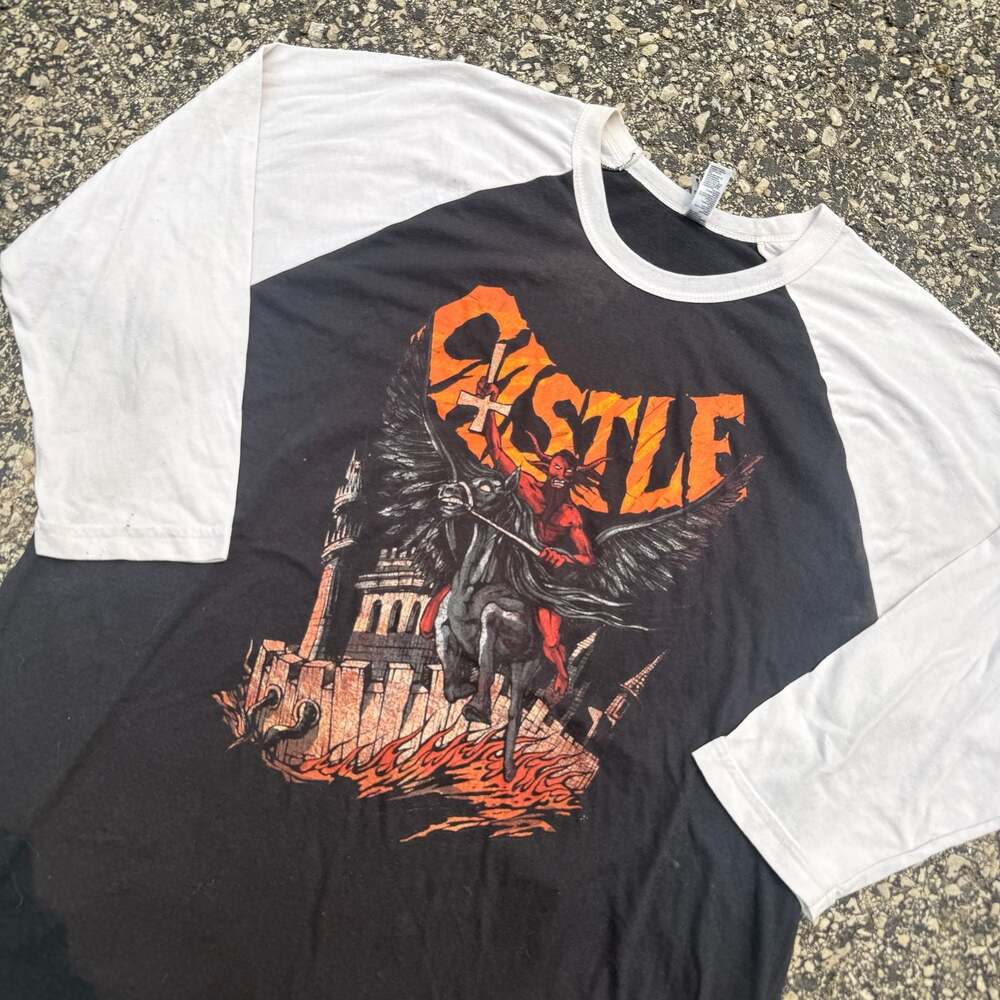 Castle The Devil Rides Europe 2014 Tour Raglan Shirt - Picture 2 of 8